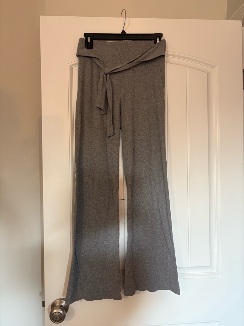 aerie Gray Tie-Waist Wide Leg Pants